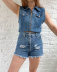 The Denim Zipper Vest (M)