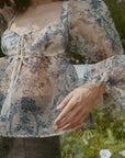 The Floral Sheer Tie Top (XS)