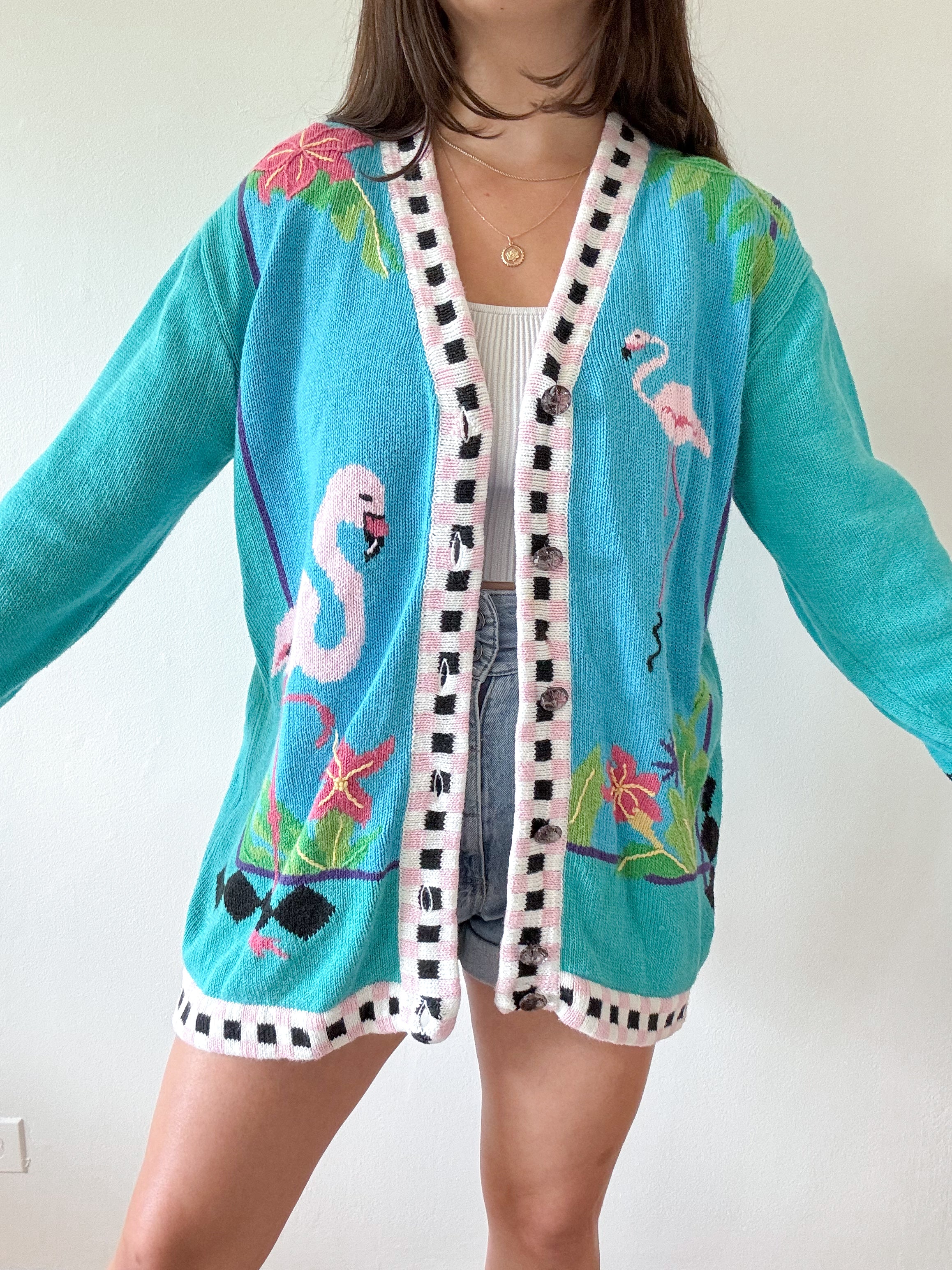 The Tropical Flamingo Cardigan (M)