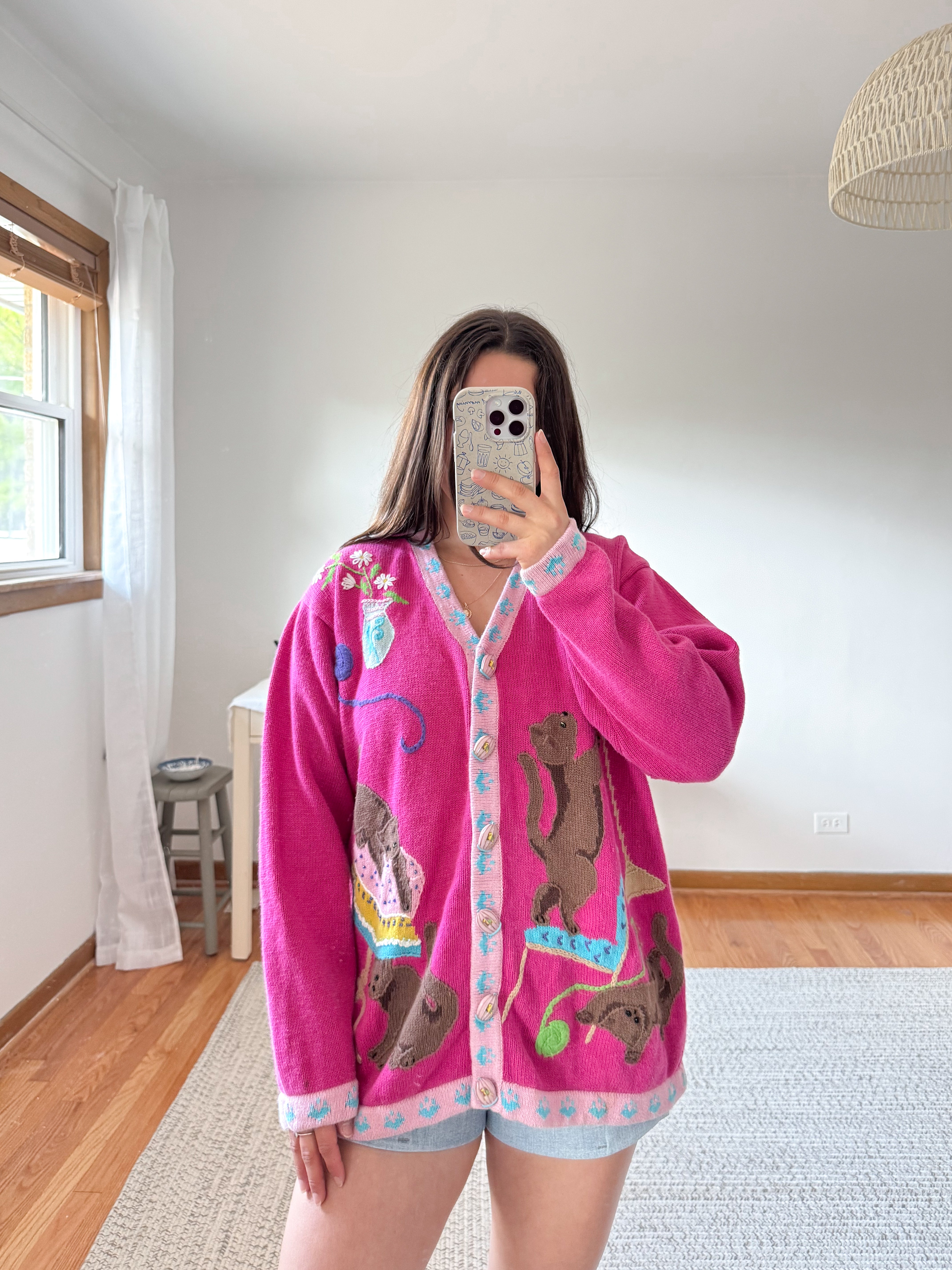 The Cat Birdhouse Cardigan (L)