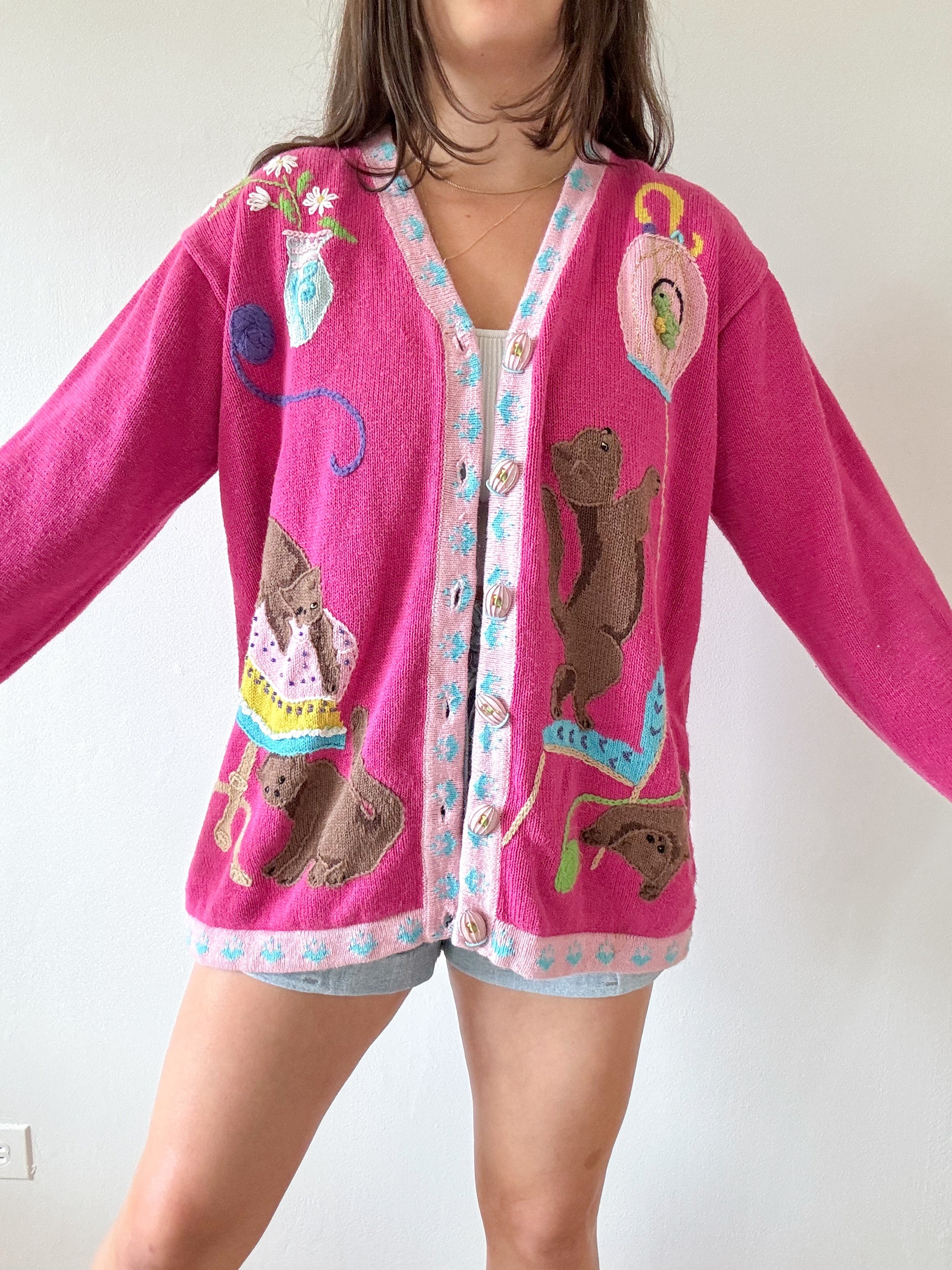 The Cat Birdhouse Cardigan (L)