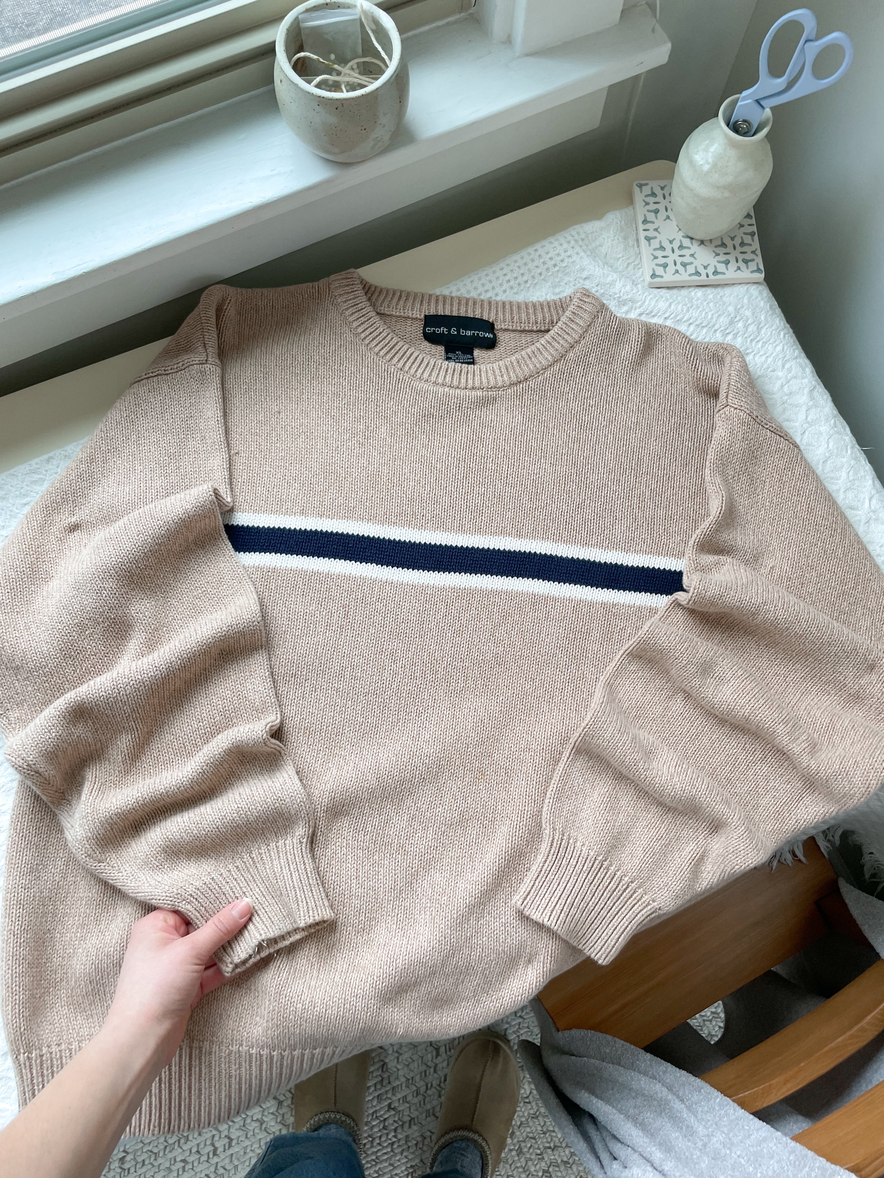 The Beige &amp; Blue Stripe Sweater (XL)