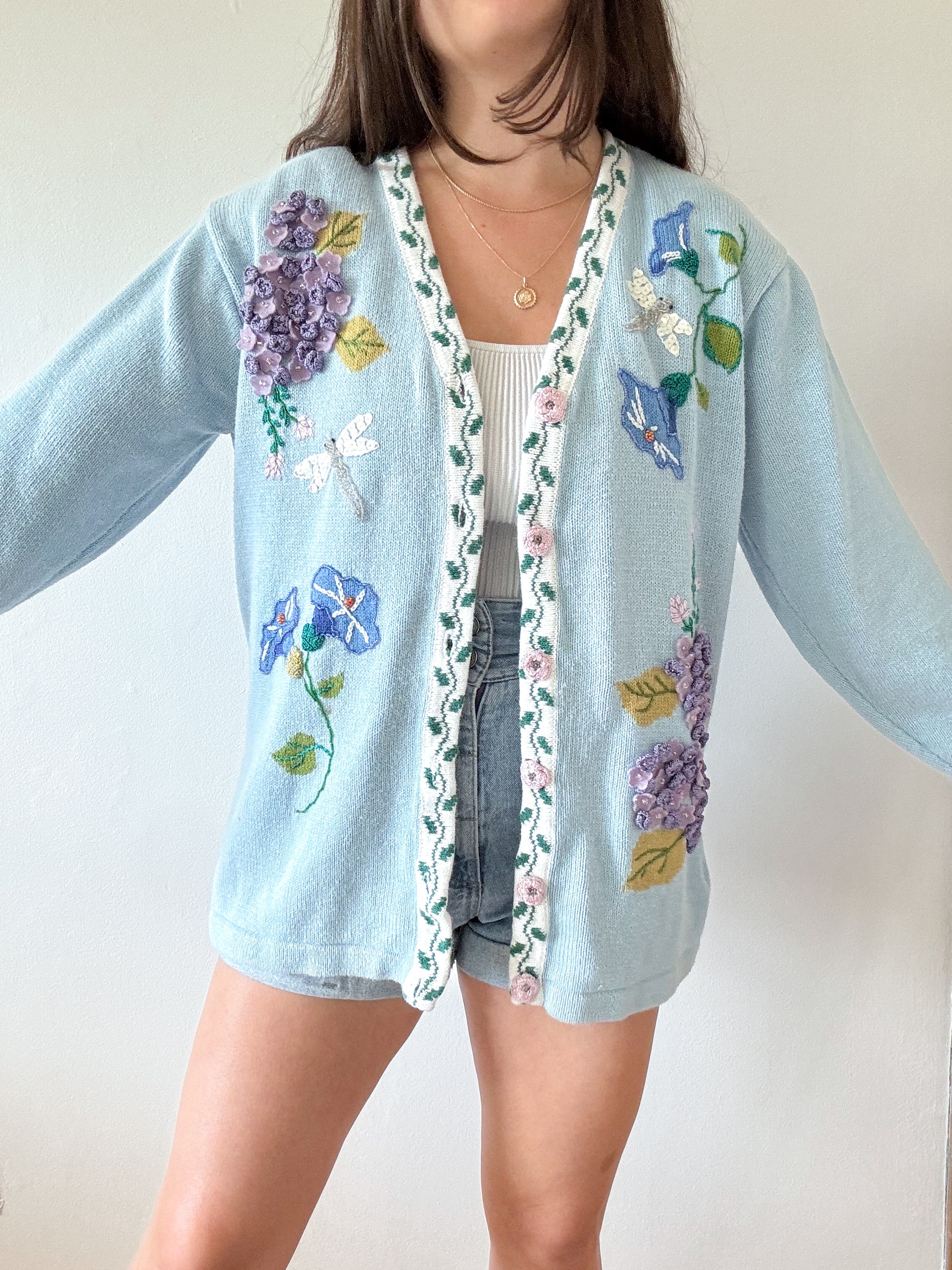 The Dragonfly Floral Cardigan (L)