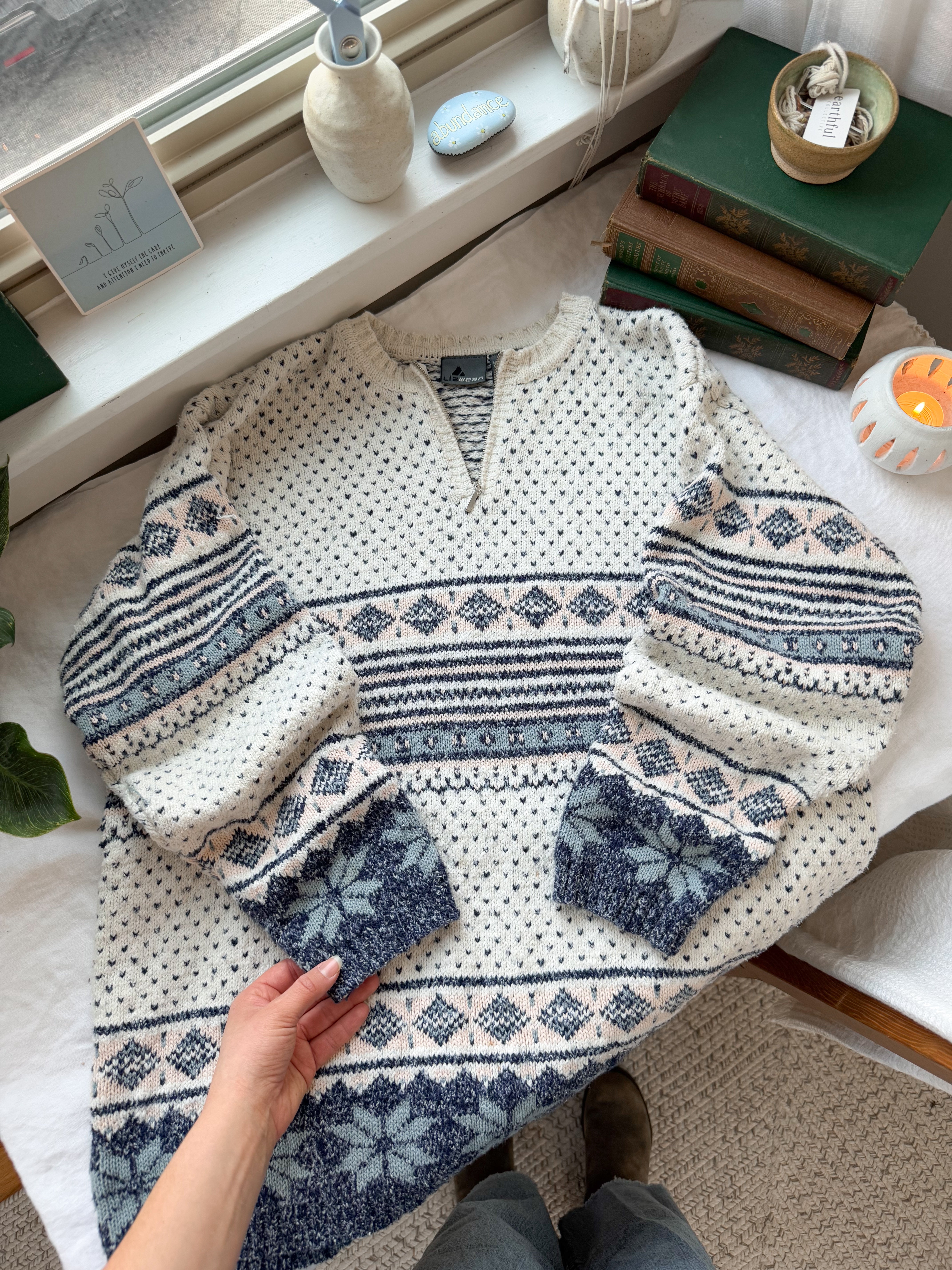 The Frosty Fair Isle Quarter Zip (L)