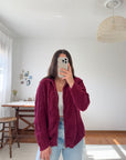 The Wine Cable Knit Zip Up (M)