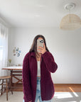 The Burgundy Irish Cable Knit Zip Up (M)