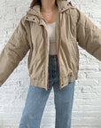 The Tan Puffer Bomber Coat (M)