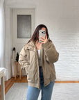 The Tan Puffer Bomber Coat (M)