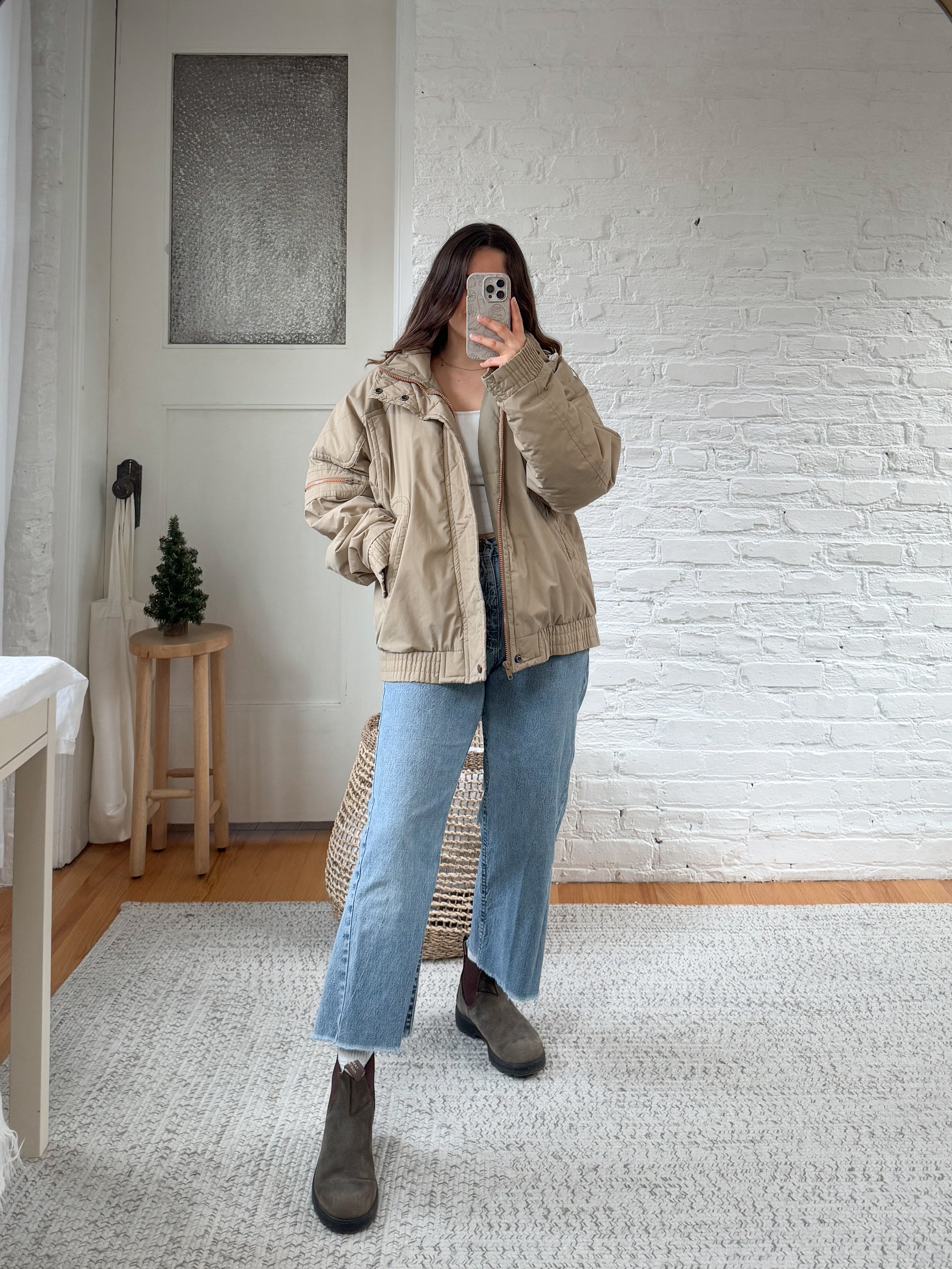 The Tan Puffer Bomber Coat (M)