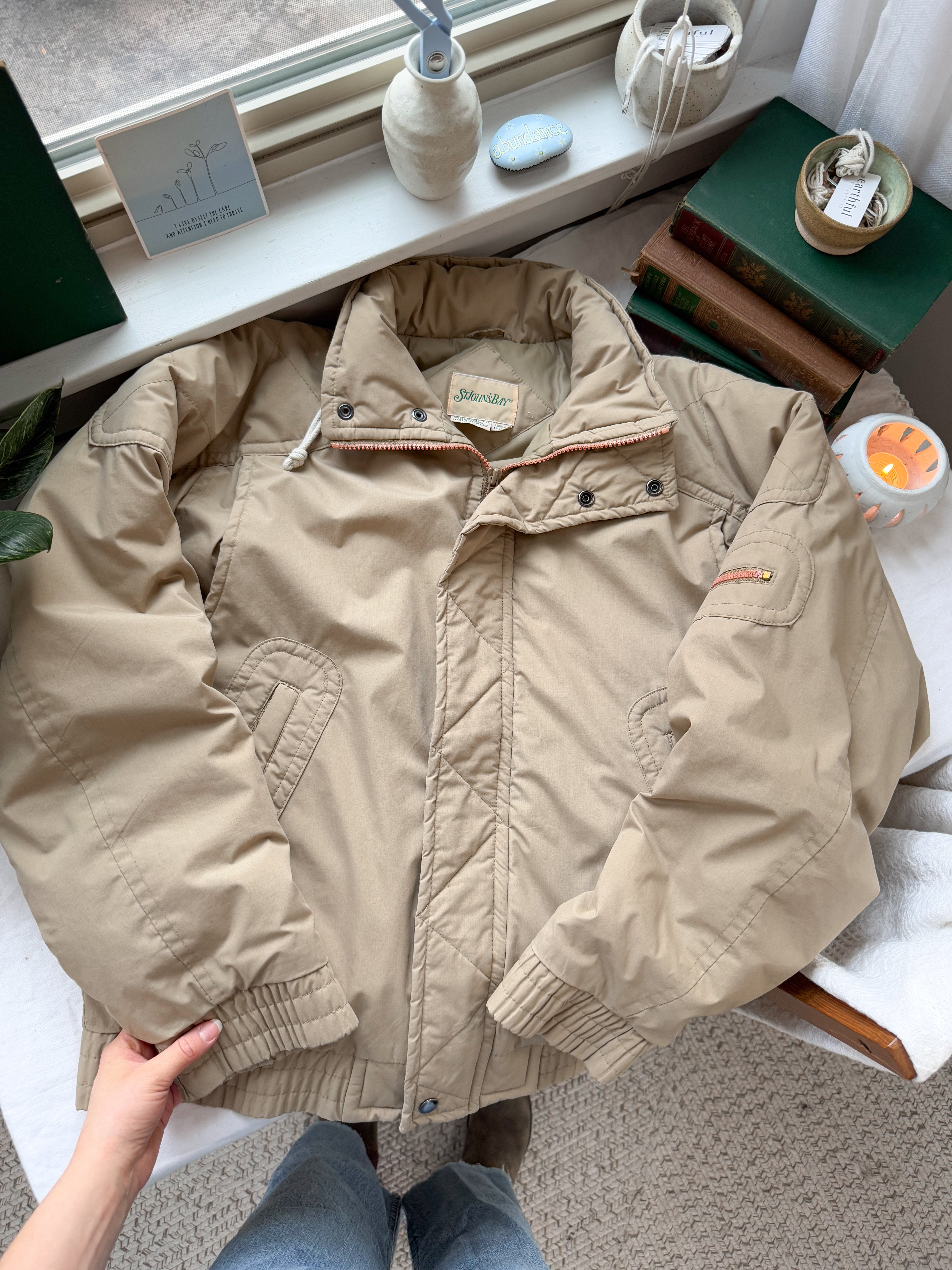 The Tan Puffer Bomber Coat (M)