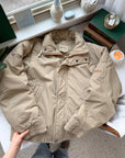 The Tan Puffer Bomber Coat (M)