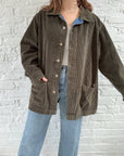 The Olive Corduroy Barn Shacket (L)