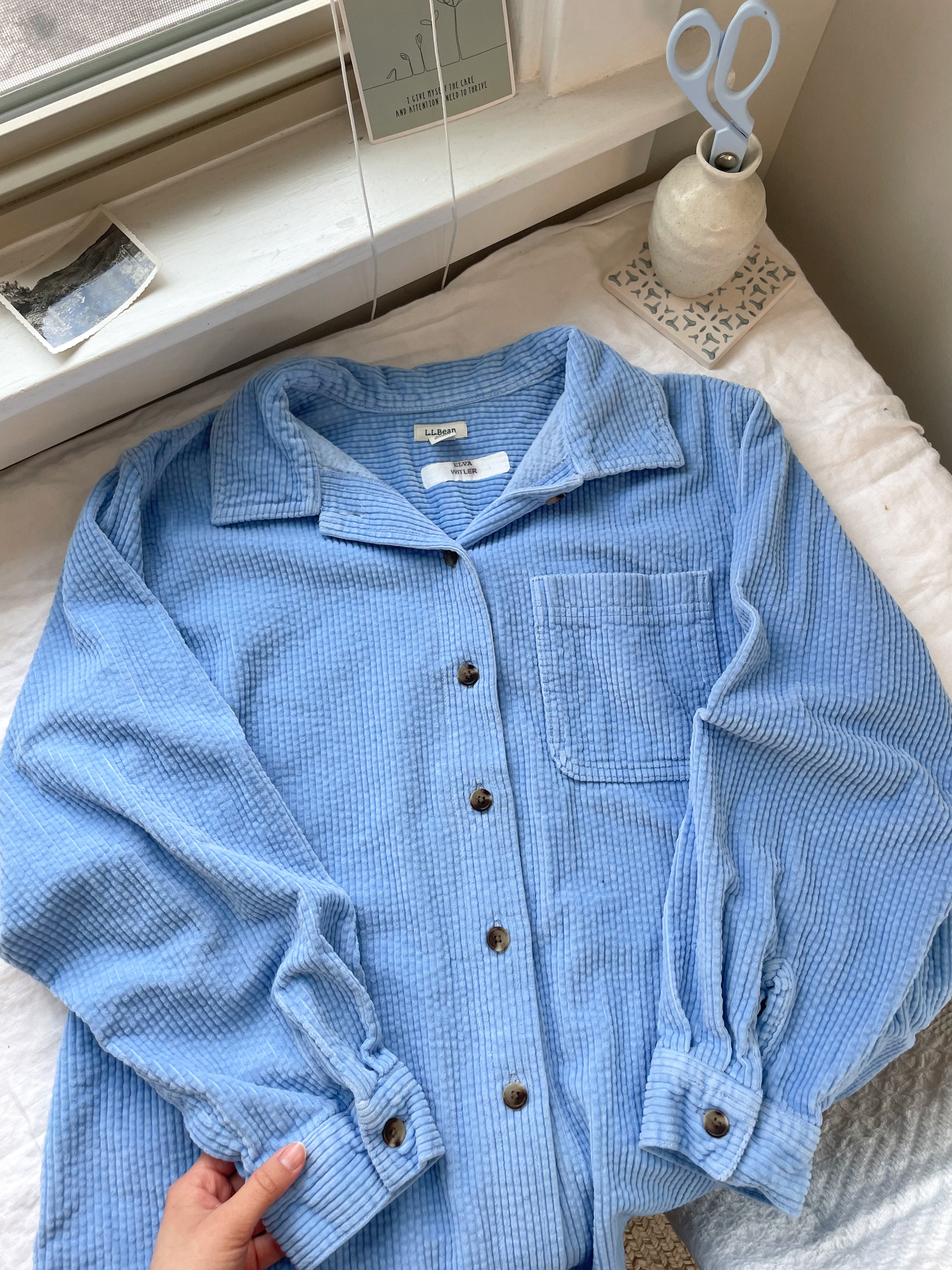 The Baby Blue Corduroy Button Up (M)