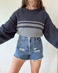 The Navy & Grey Stripe Sweater (XLT)