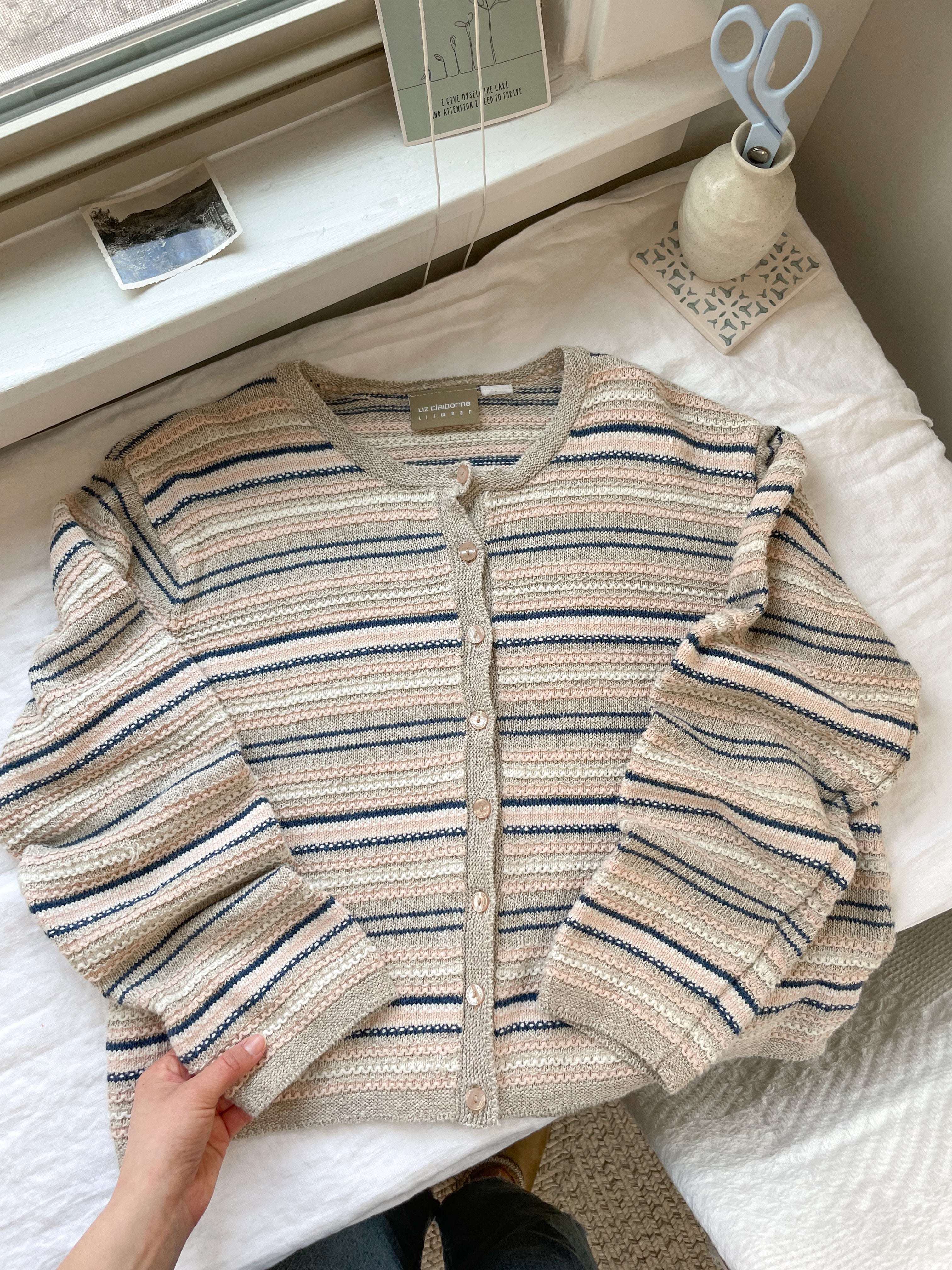 The Pink &amp; Blue Oat Striped Cardi (M)