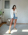 The Cream Zipper Cardigan (L)