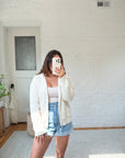 The Cream Zipper Cardigan (L)