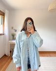 The Pale Chambray Hooded Button Up (XXL)