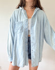 The Pale Chambray Hooded Button Up (XXL)
