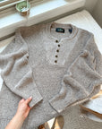 The Brown Speckled Henley Sweater (XL)