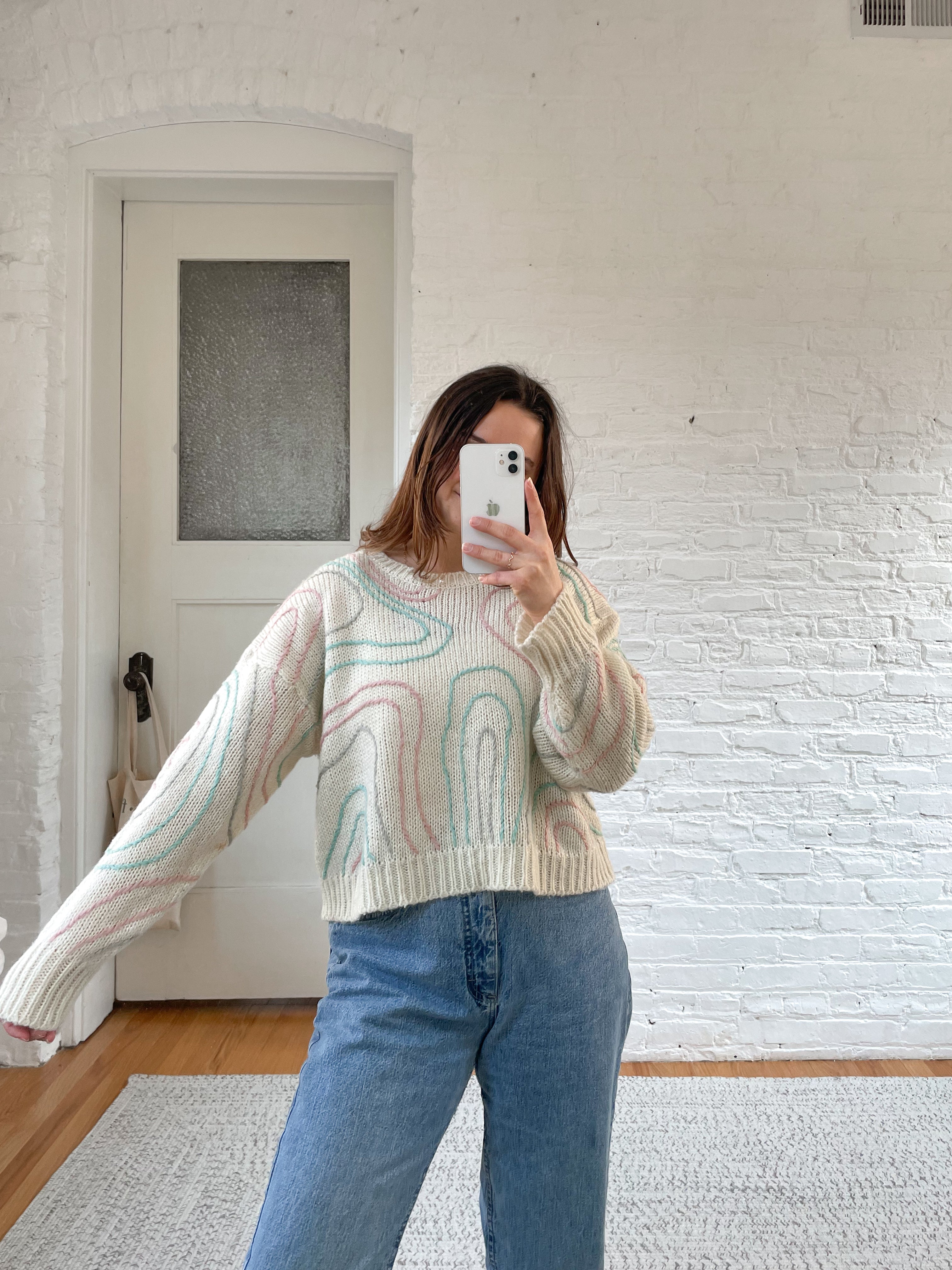 The Rainbow Cropped Knit Sweater (S)