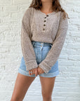 The Brown Speckled Henley Sweater (XL)