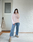 The Pale Pink Cable Knit Henley (M)