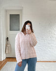 The Pale Pink Cable Knit Henley (M)