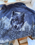 The Snow Mountain Wolf Fuzzy Zip Up (M)