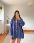The Indigo Fuzzy Button Up (XL)
