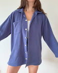 The Indigo Fuzzy Button Up (XL)