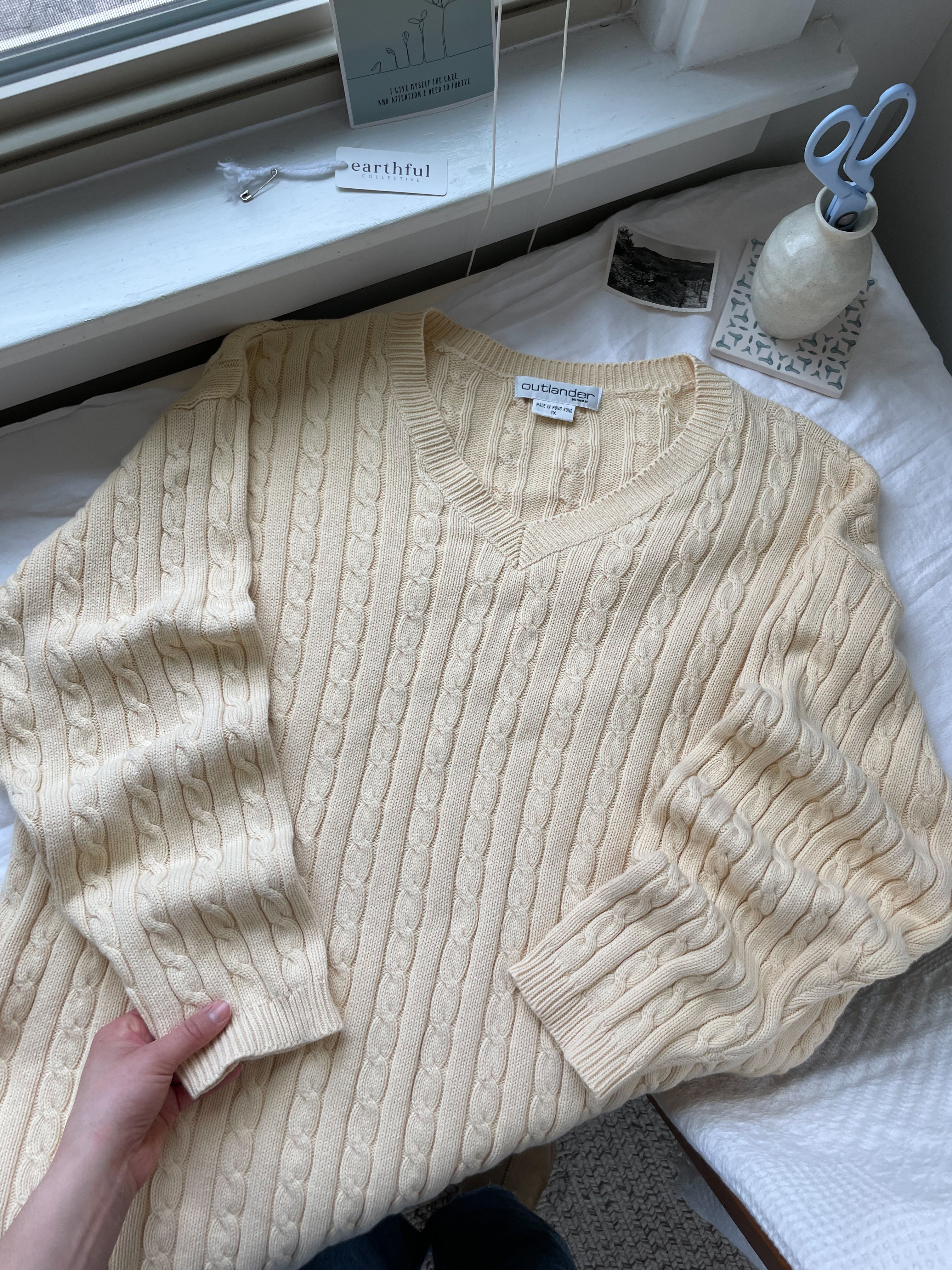 The Pale Yellow Cable Knit (1x)