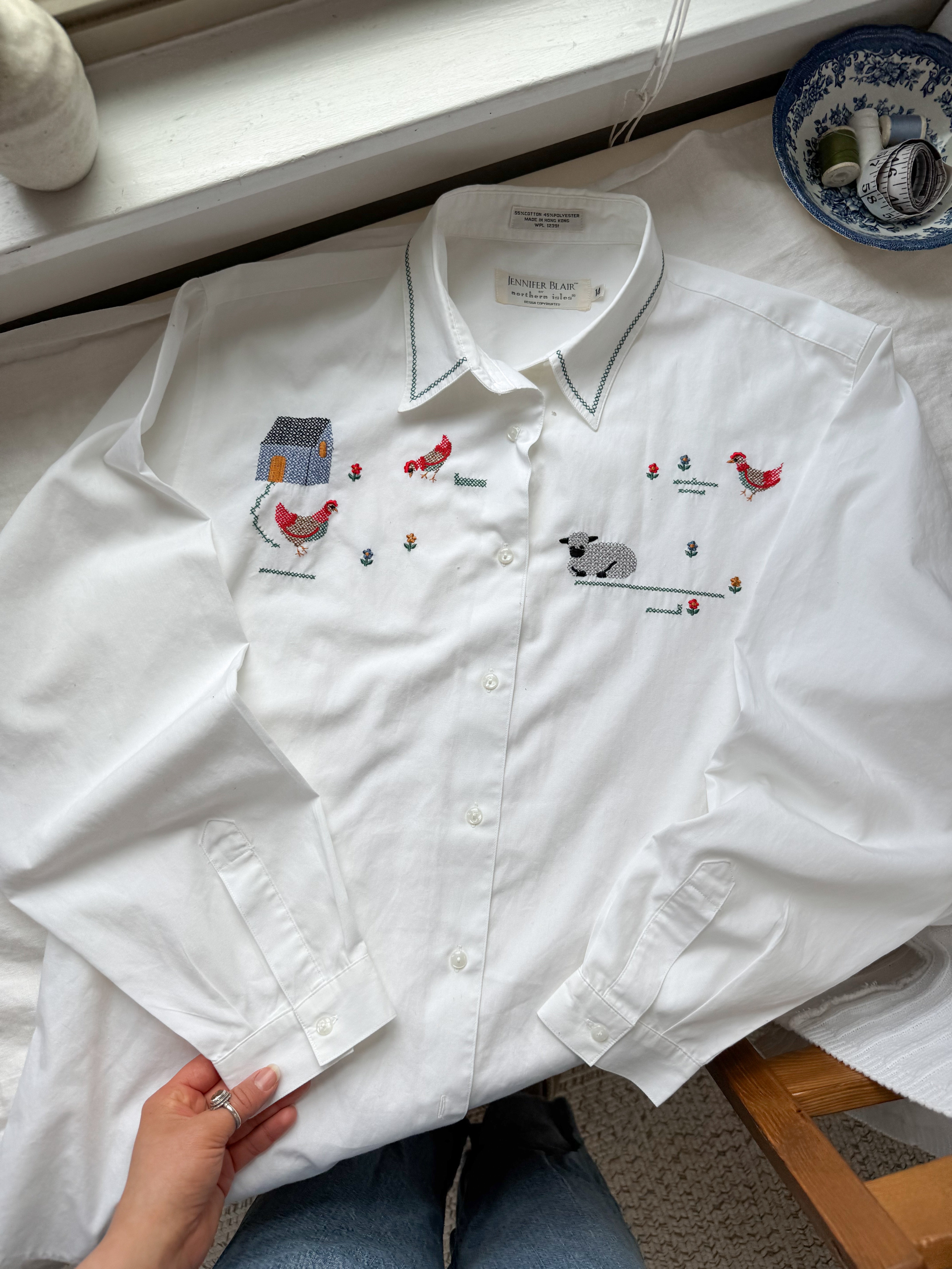 The Embroidered Cottage Button Up (L)