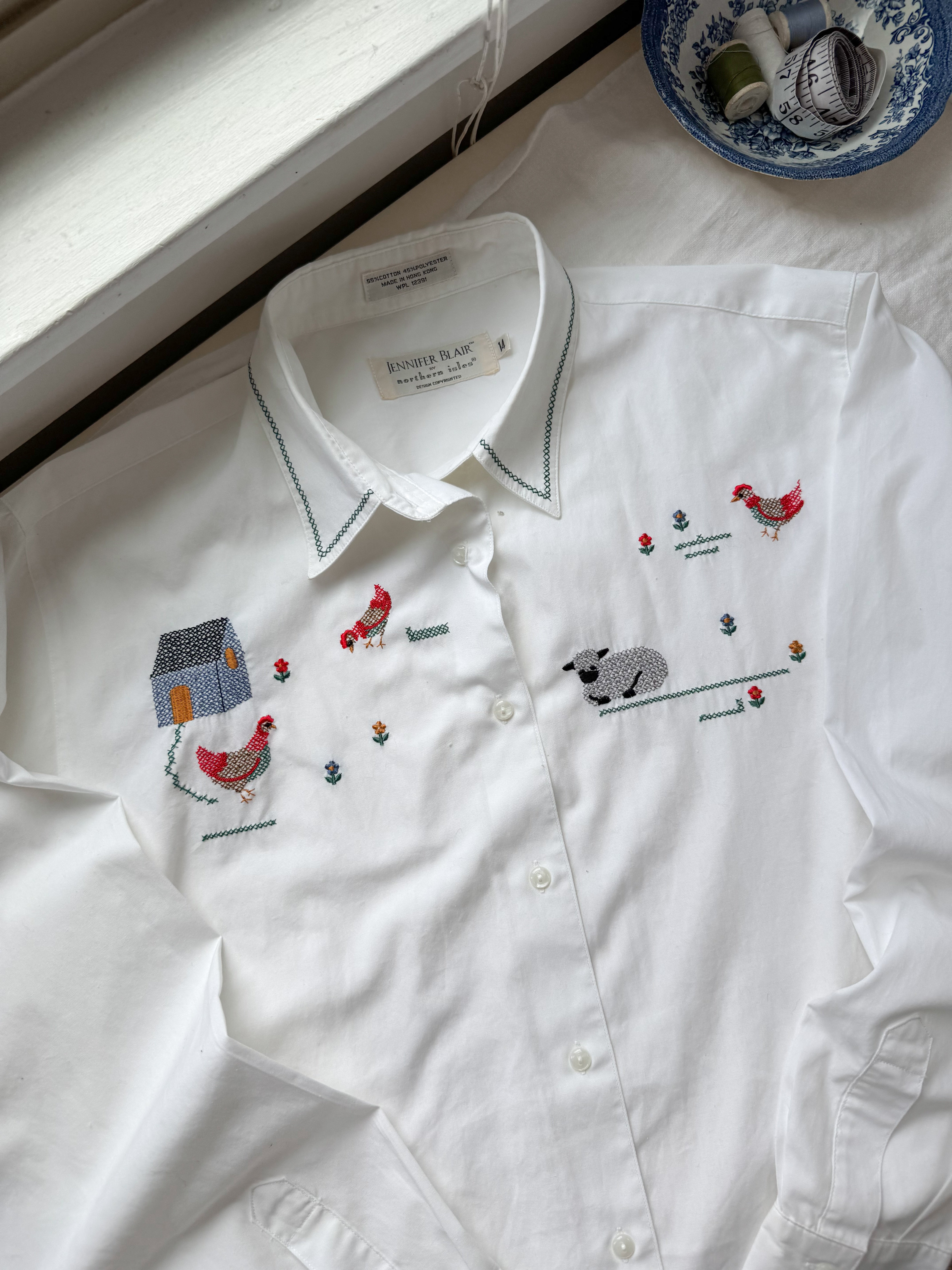 The Embroidered Cottage Button Up (L)