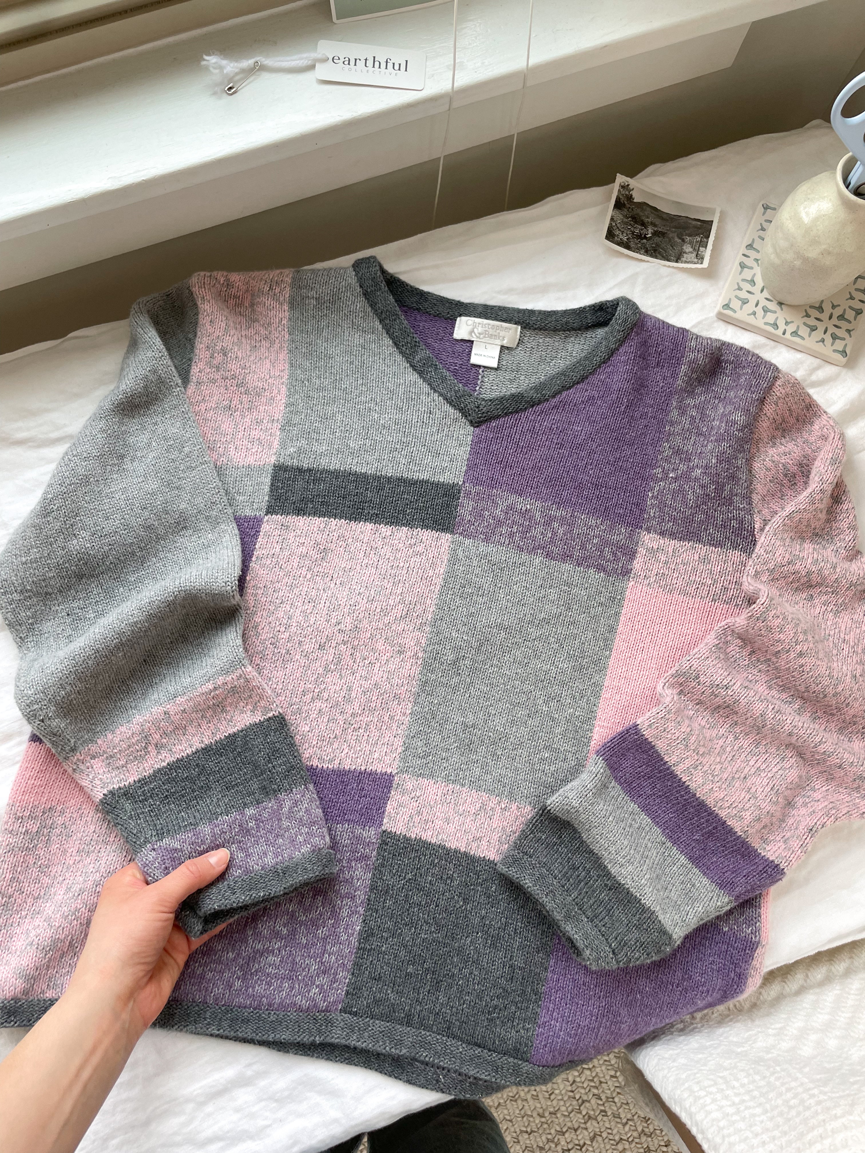 The Pink &amp; Purple Block Sweater (L)