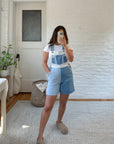 The Blue & White Patchwork Shortalls (S)