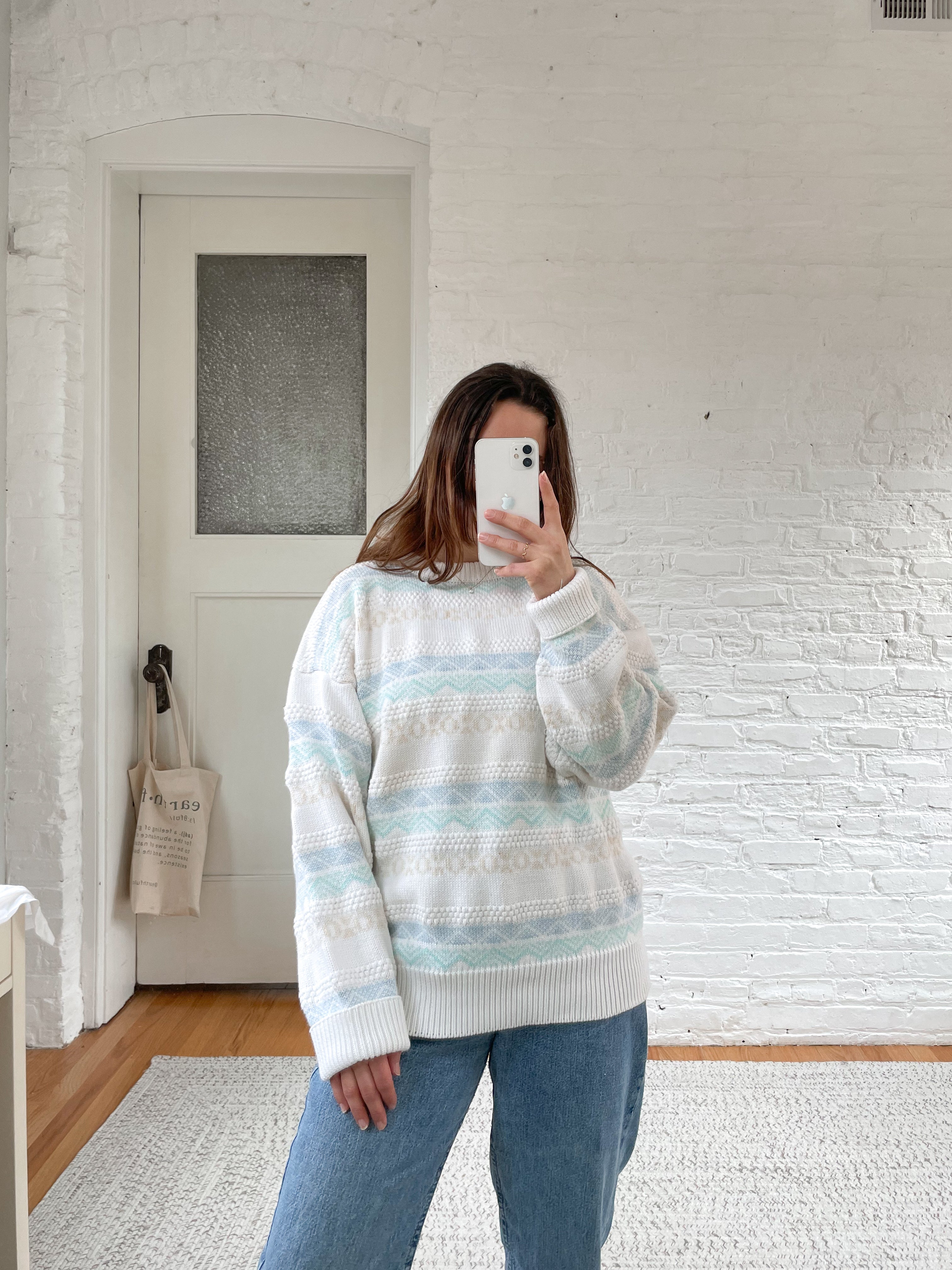 The Pastel Pattern Grandpa Sweater (L)