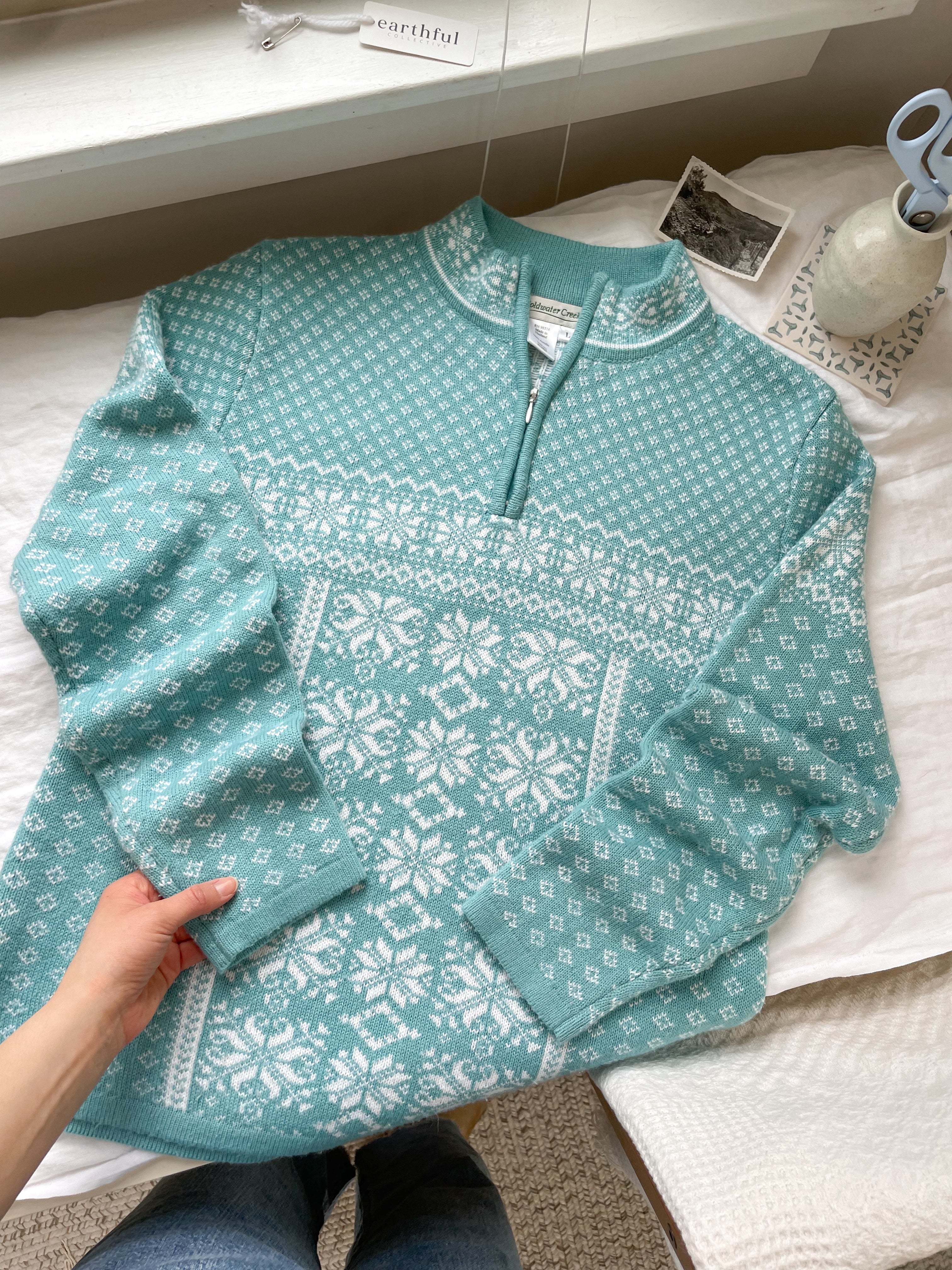 The Turquoise Fair Isle Quarter Zip (L)