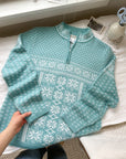 The Turquoise Fair Isle Quarter Zip (L)