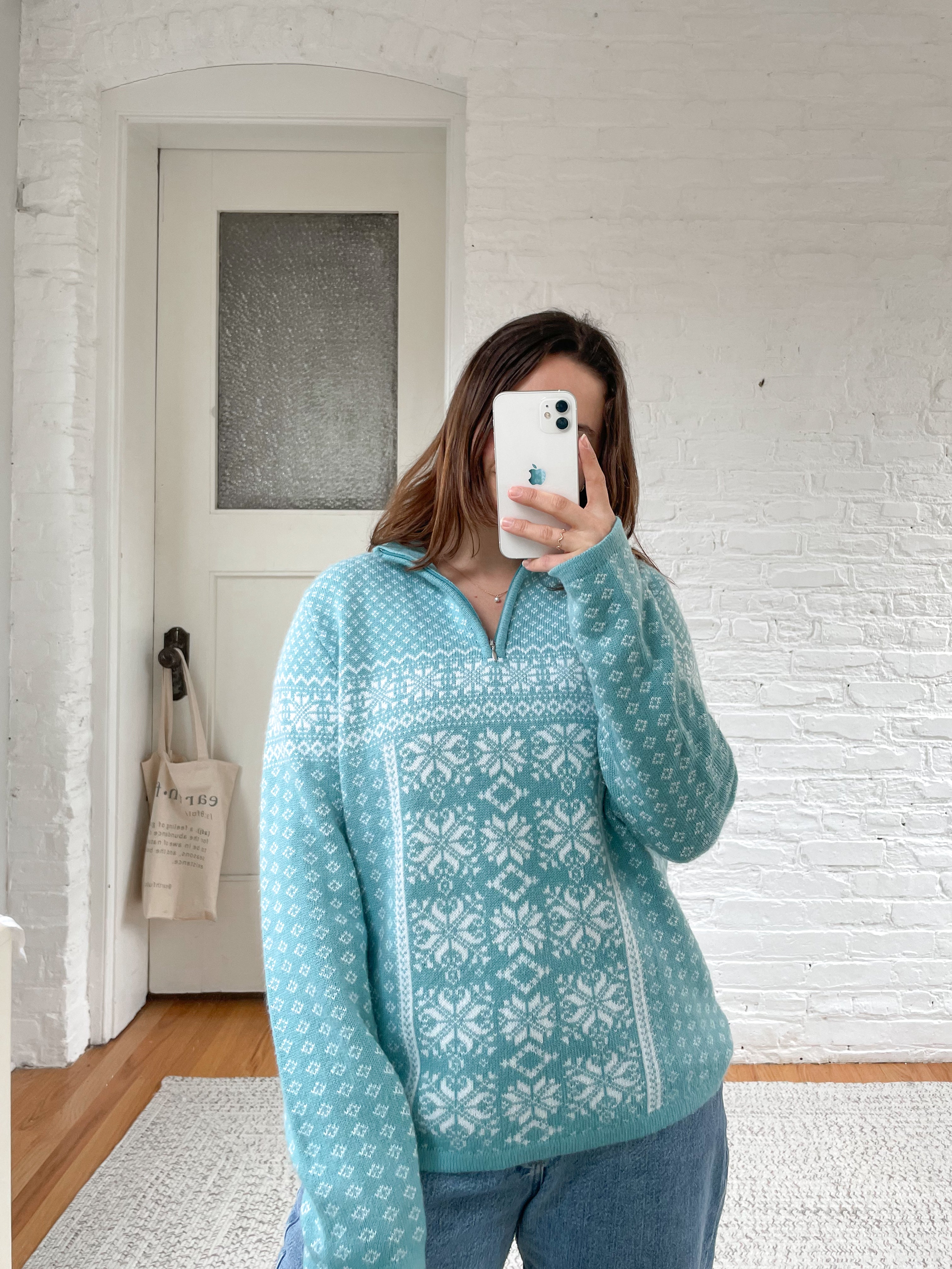 The Turquoise Fair Isle Quarter Zip (L)