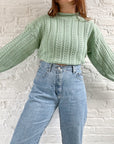 The Seafoam Eyelet Sweater (L)