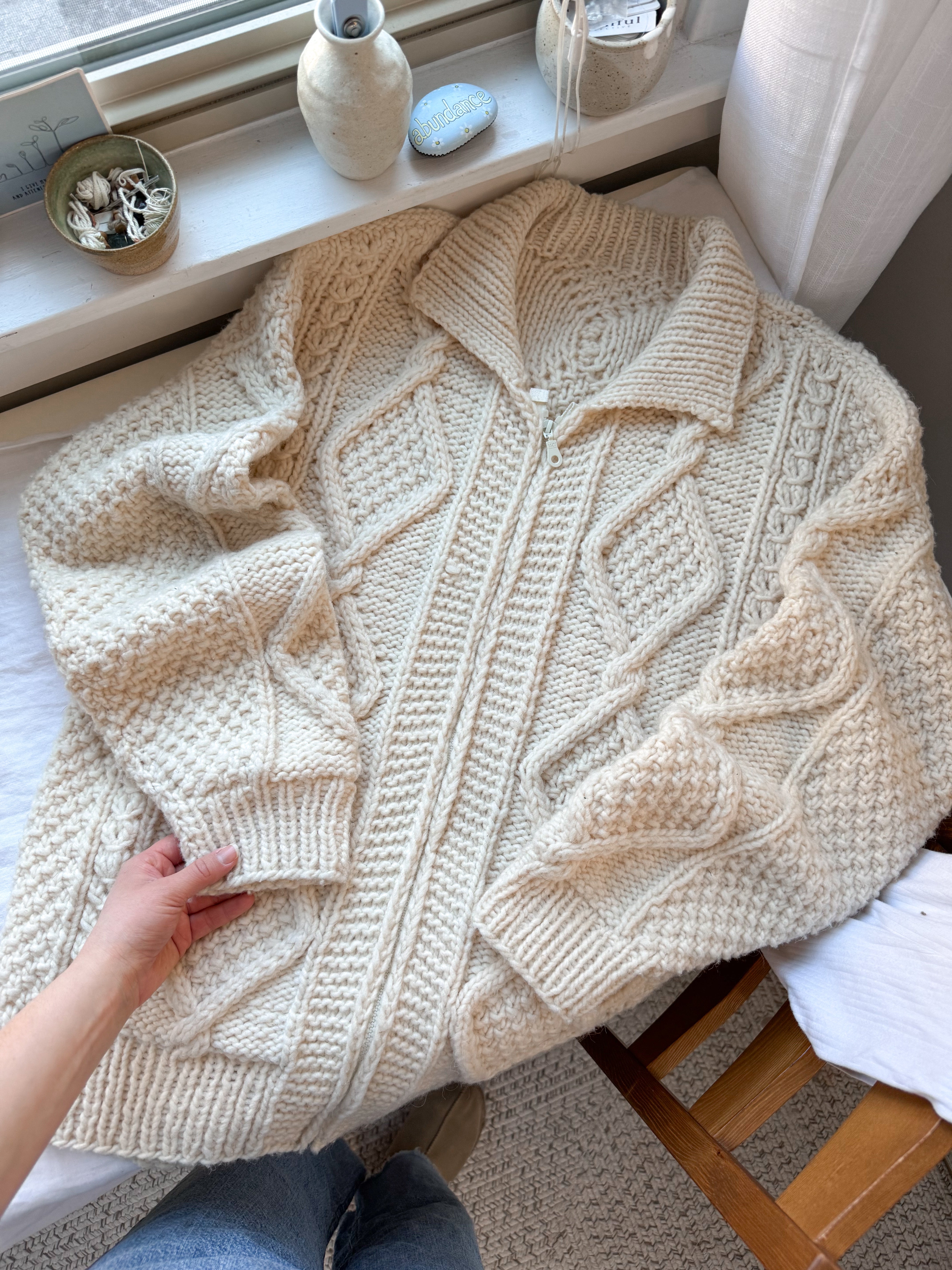 The Cozy Camper Zipper Cardigan (L)