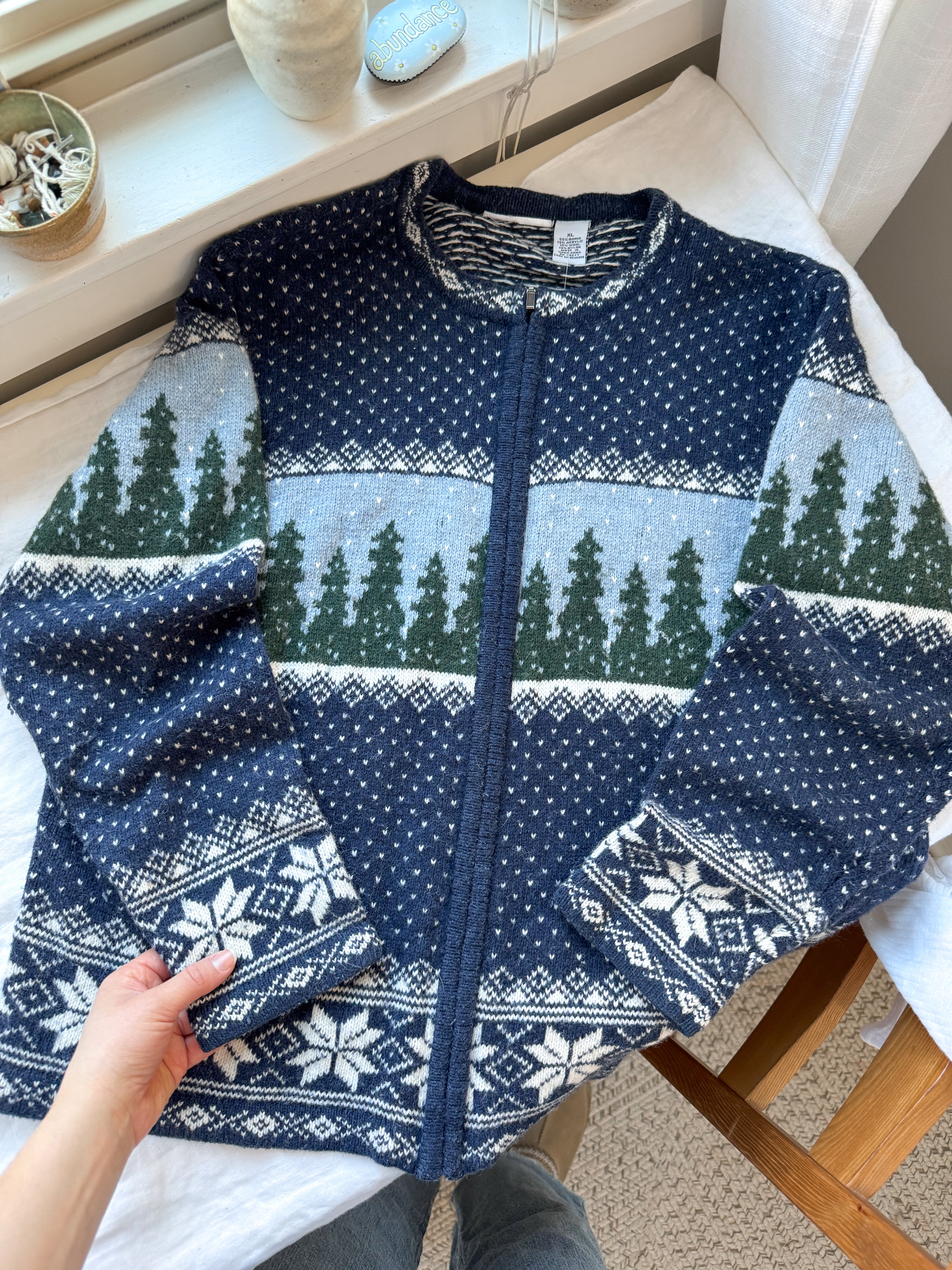 The Icy Tree Fair Isle Zip Up (XL)