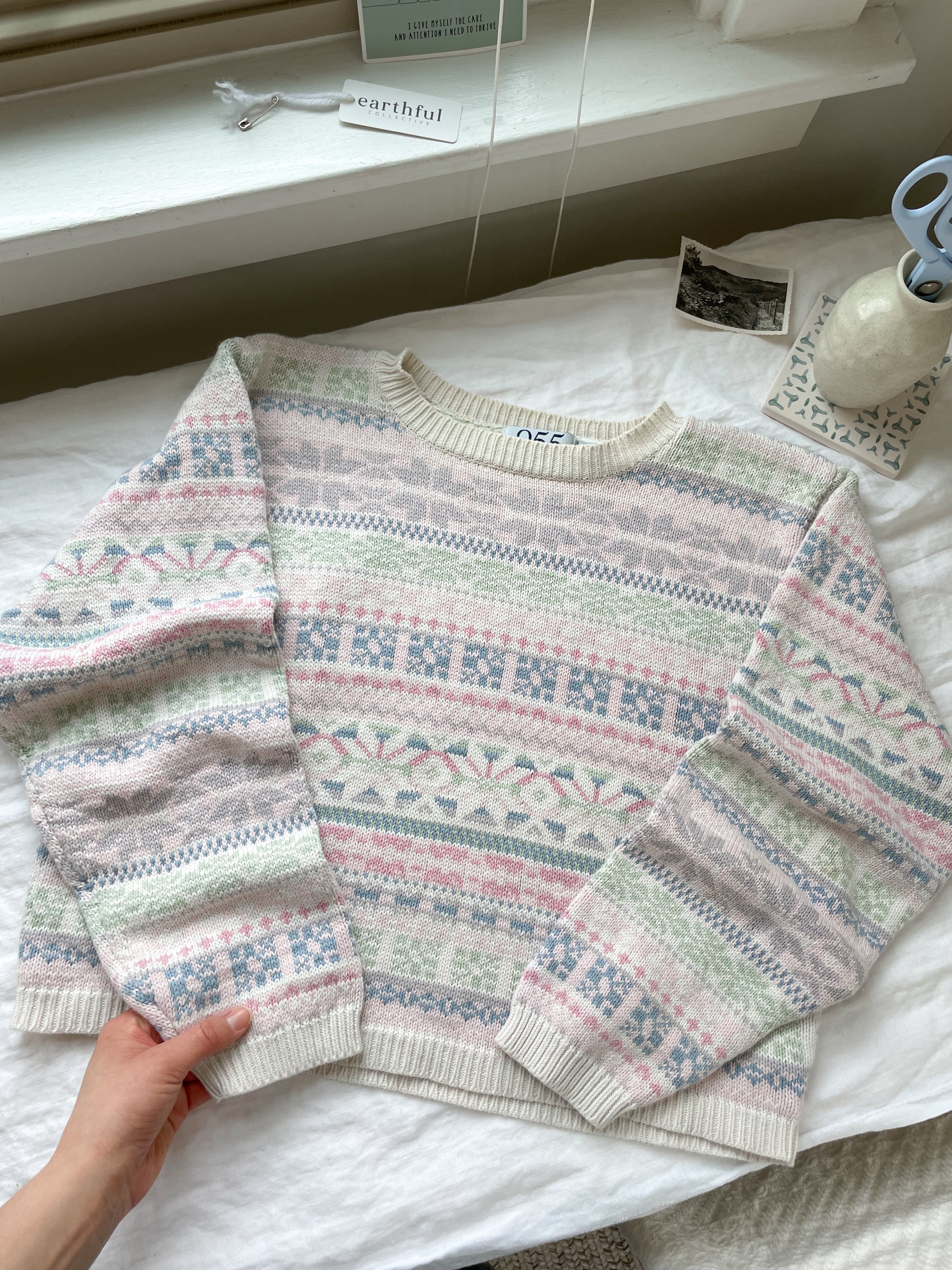 The Pastel Cropped Fair Isle Sweater (S)