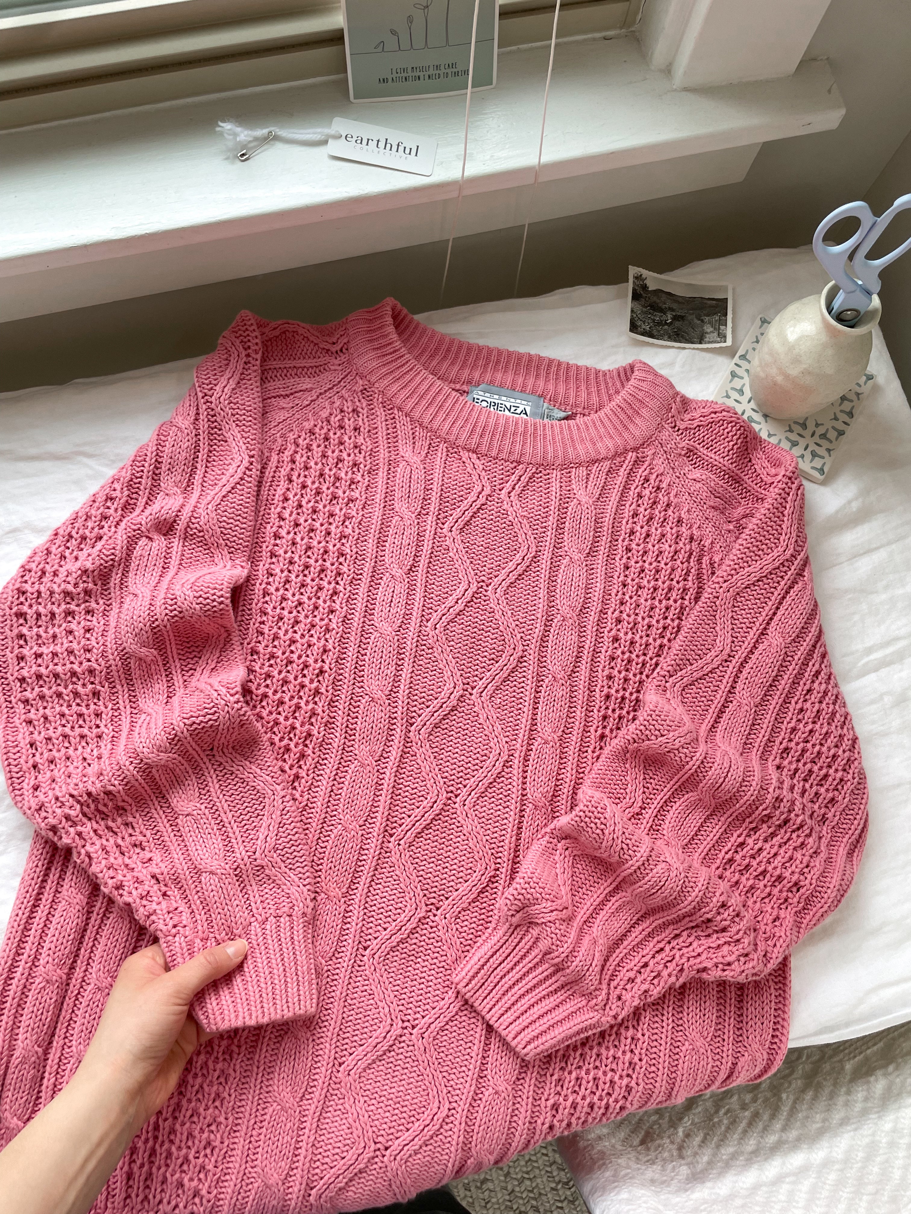 The Pink Cable Knit Sweater (M)