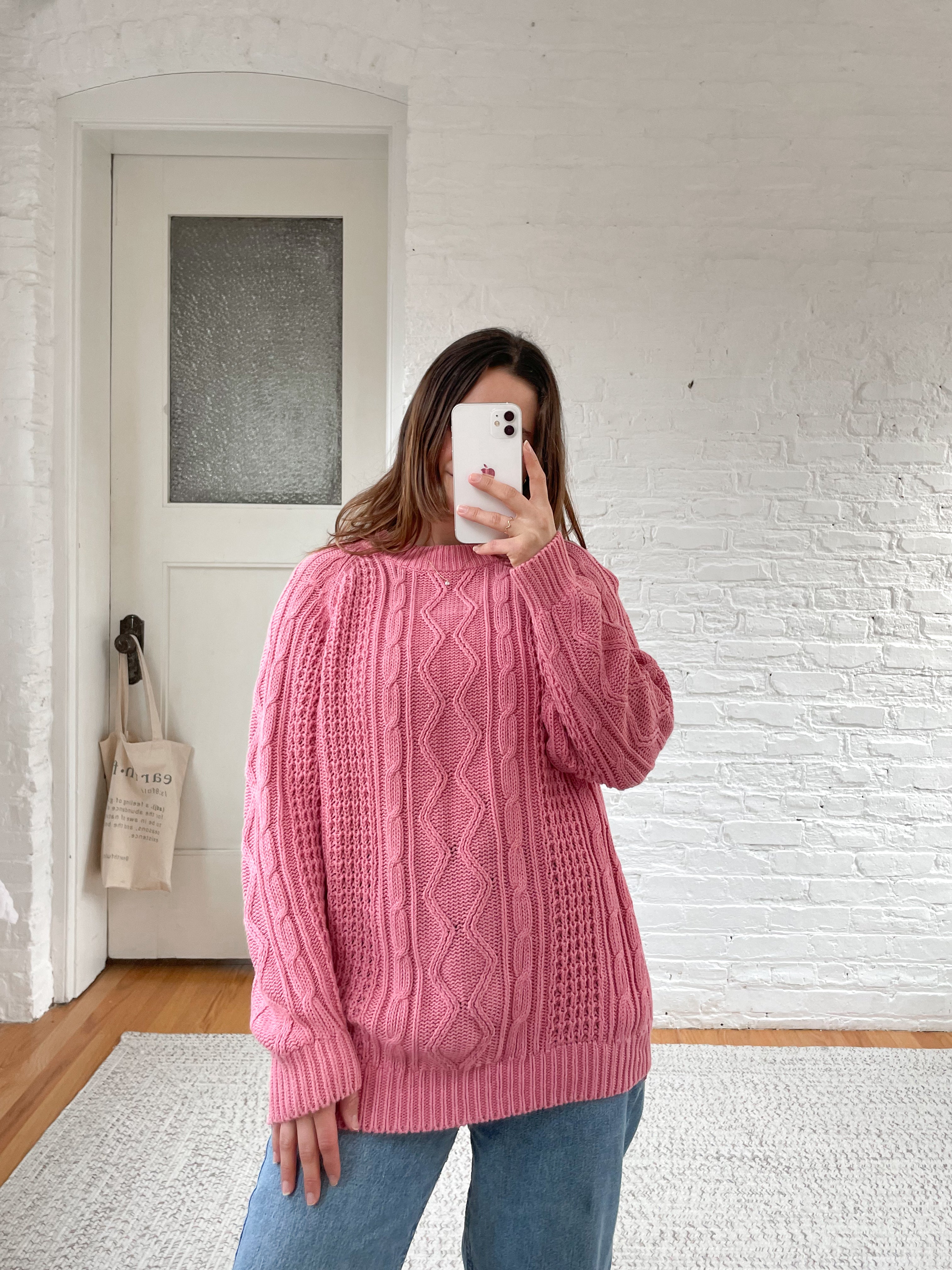 The Pink Cable Knit Sweater (M)