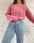 The Pink Cable Knit Sweater (M)