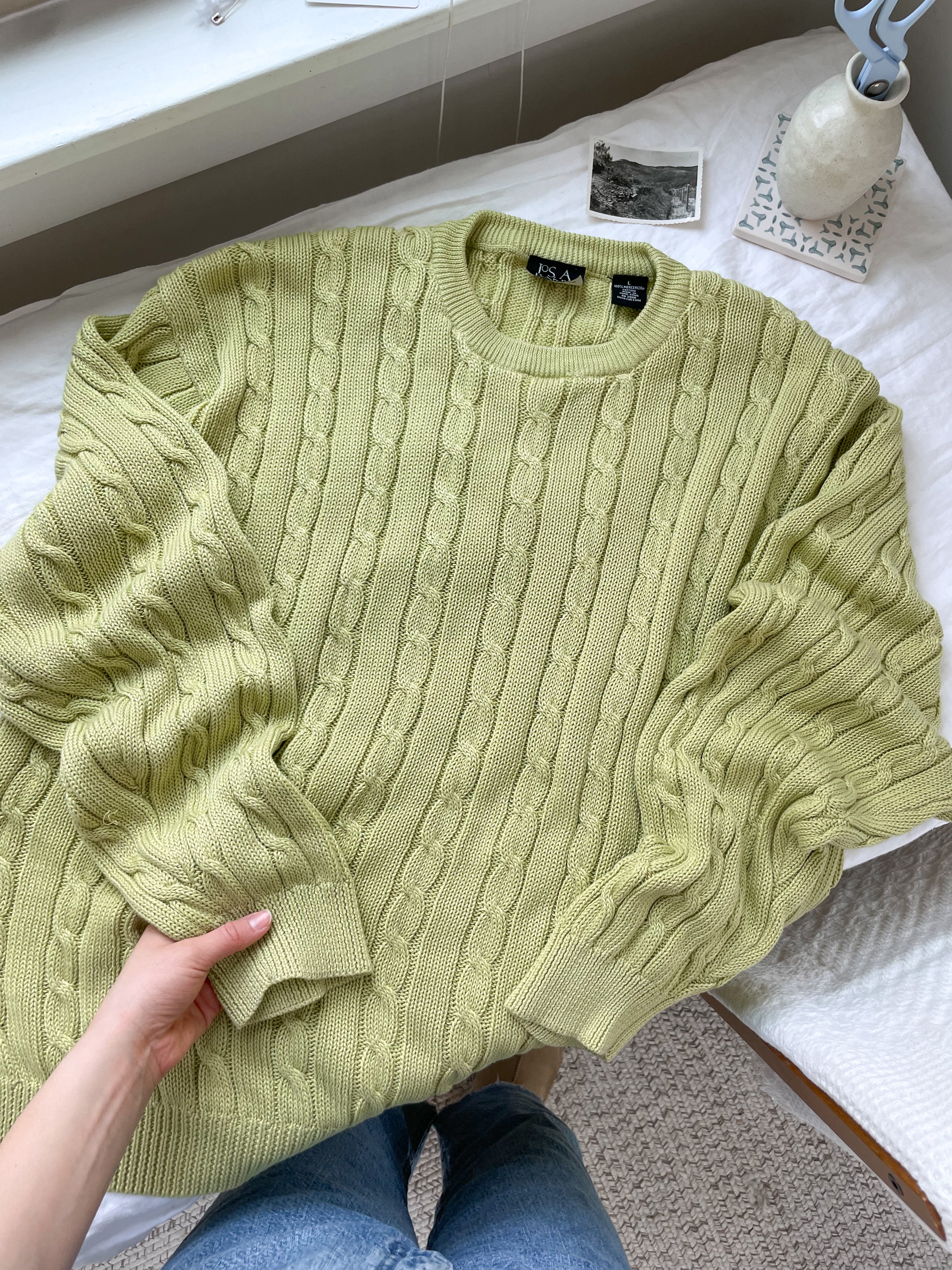 The Lime Cable Knit Sweater (L)