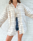 The Cream Striped Button Up (L)