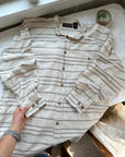 The Cream Striped Button Up (L)